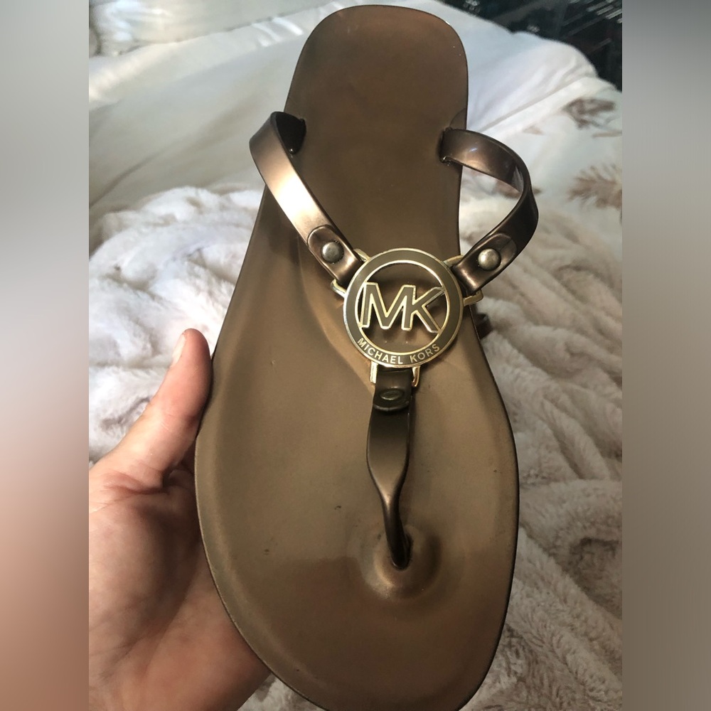 Michael Kors Men's Brown Sandals with Gold Logo